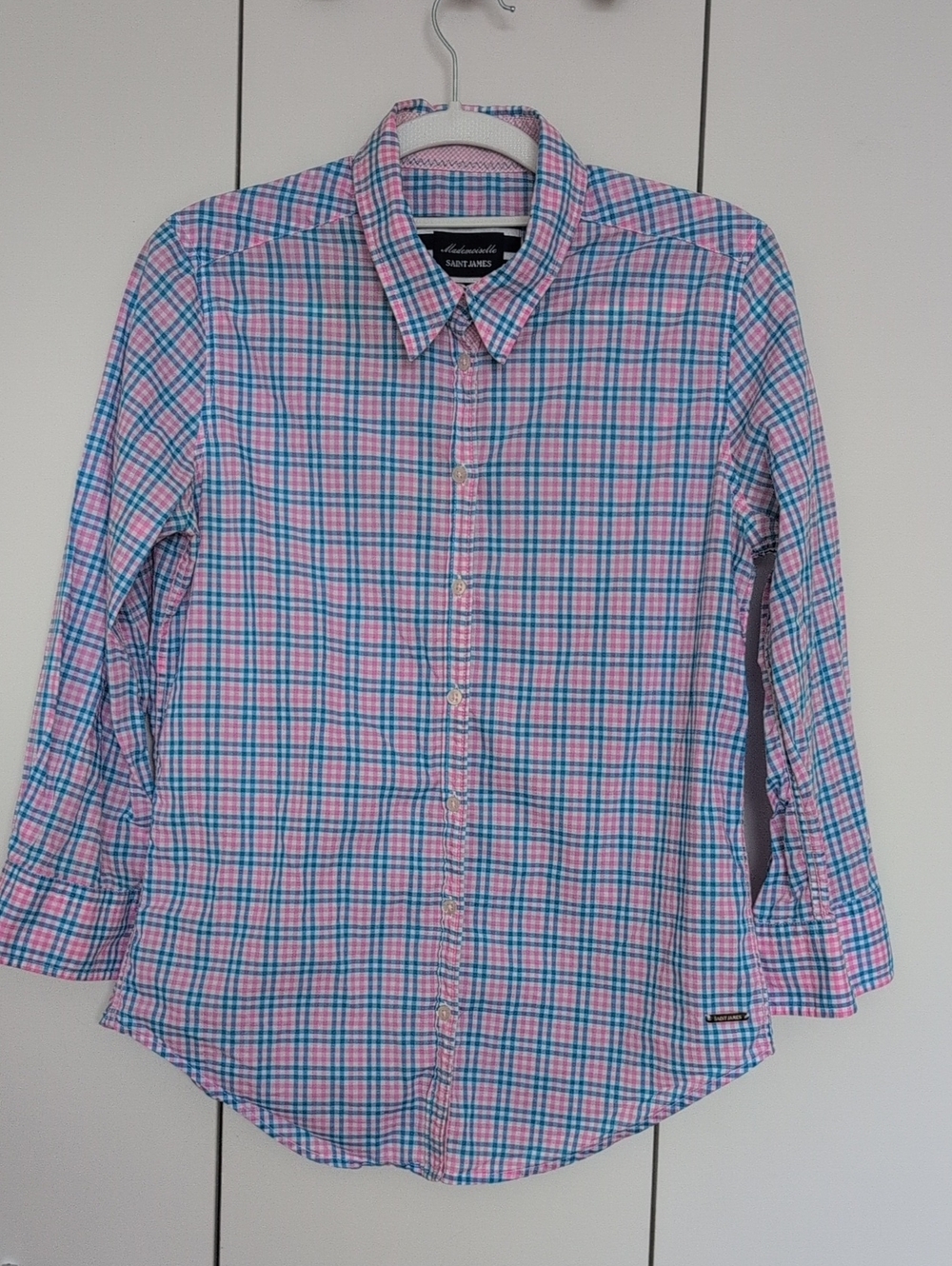 Saint James Pink and Blue Light Cotton Button-Down Shirt